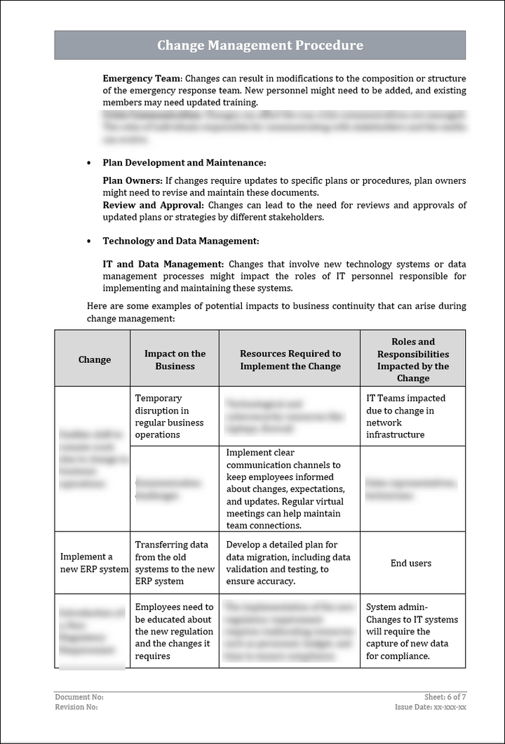 ISO 22301 Change Management Procedure Template