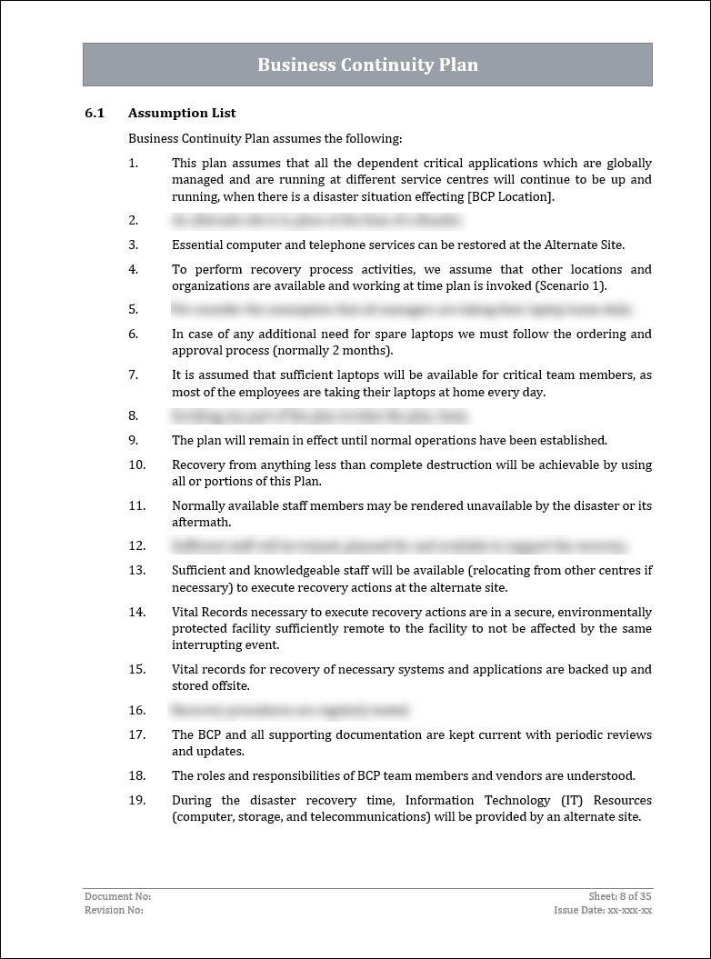 ISO 22301 Business Continuity Plan and Procedure Template