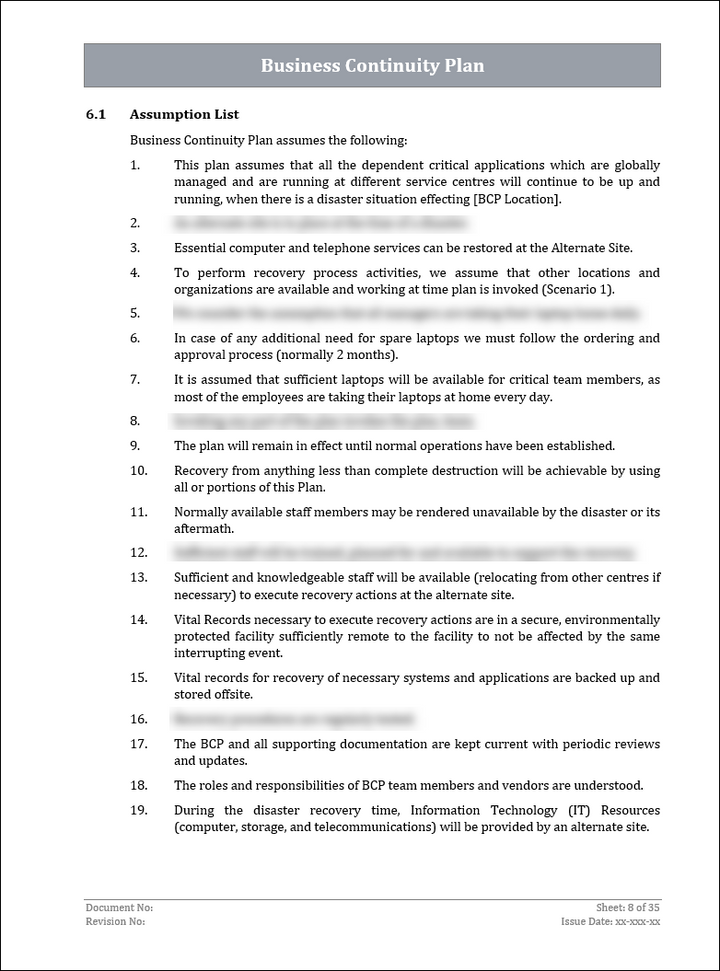 ISO 22301 Business Continuity Plan and Procedure Template