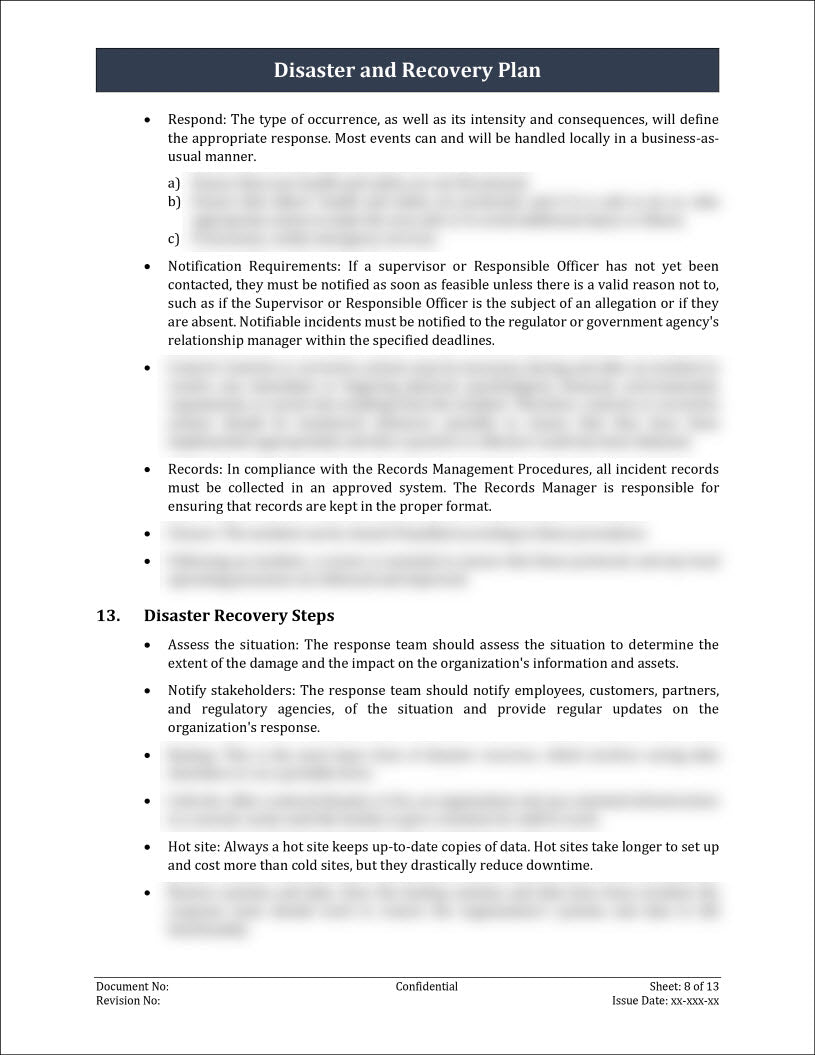 ISO 27001:2022 - Disaster And Recovery Plan Template