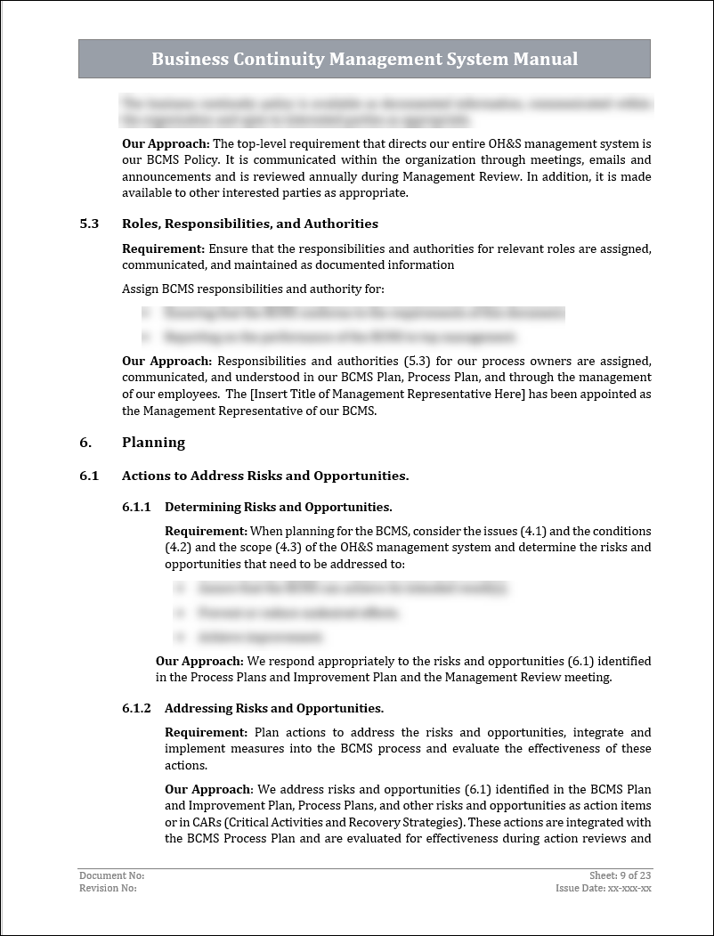 ISO 22301 Business Continuity Management System Manual Template