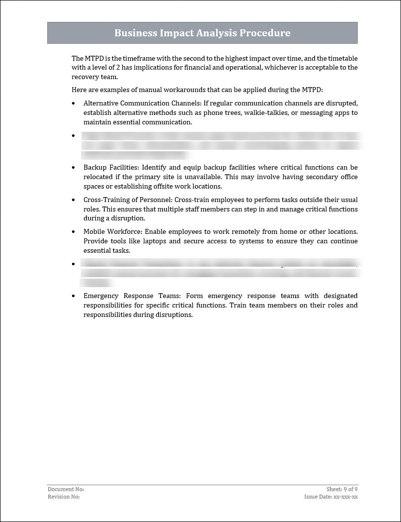 ISO 22301 Business Impact Analysis Procedure