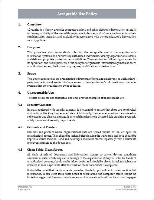 ISO 27001 Acceptable Use Policy