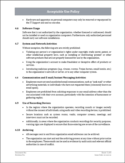 ISO 27001 Acceptable Use Policy