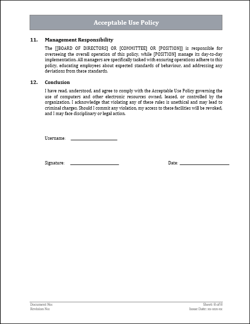 ISO 27001 Acceptable Use Policy