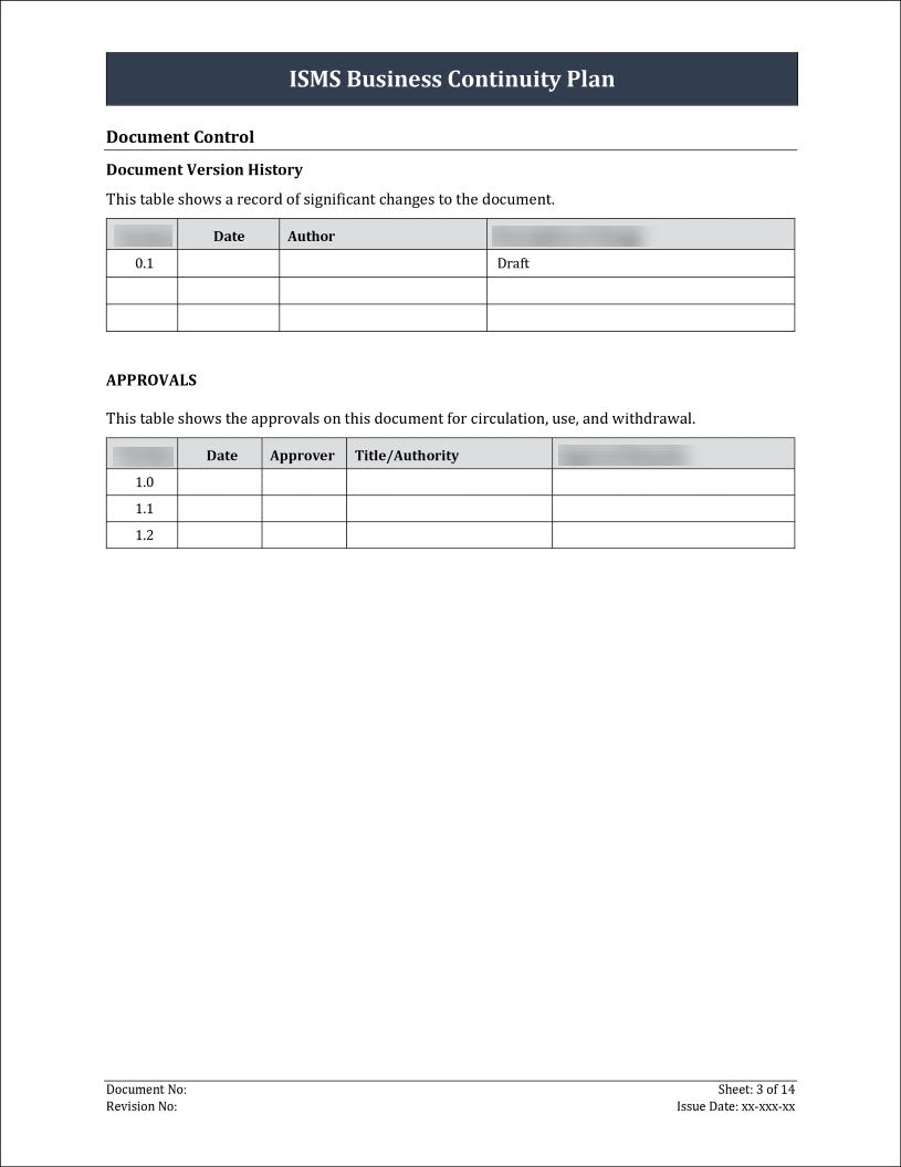 ISO 27001:2022 - Business Continuity Plan Template