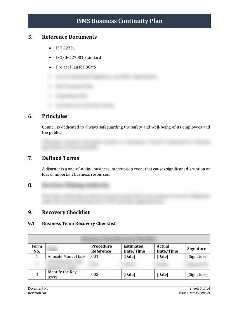 ISO 27001:2022 - Business Continuity Plan Template