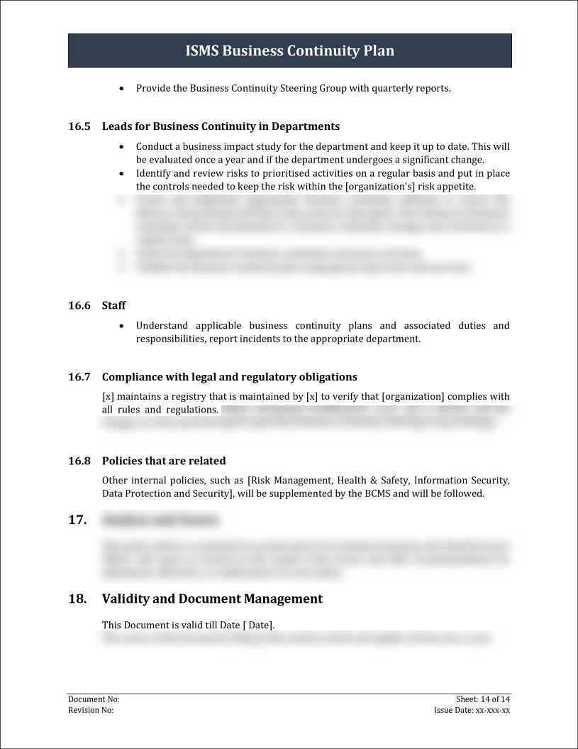 ISO 27001:2022 - Business Continuity Plan Template