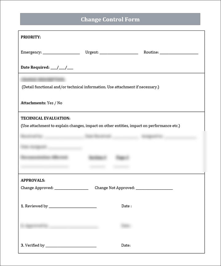 ISO 9001 Change Control Form Template