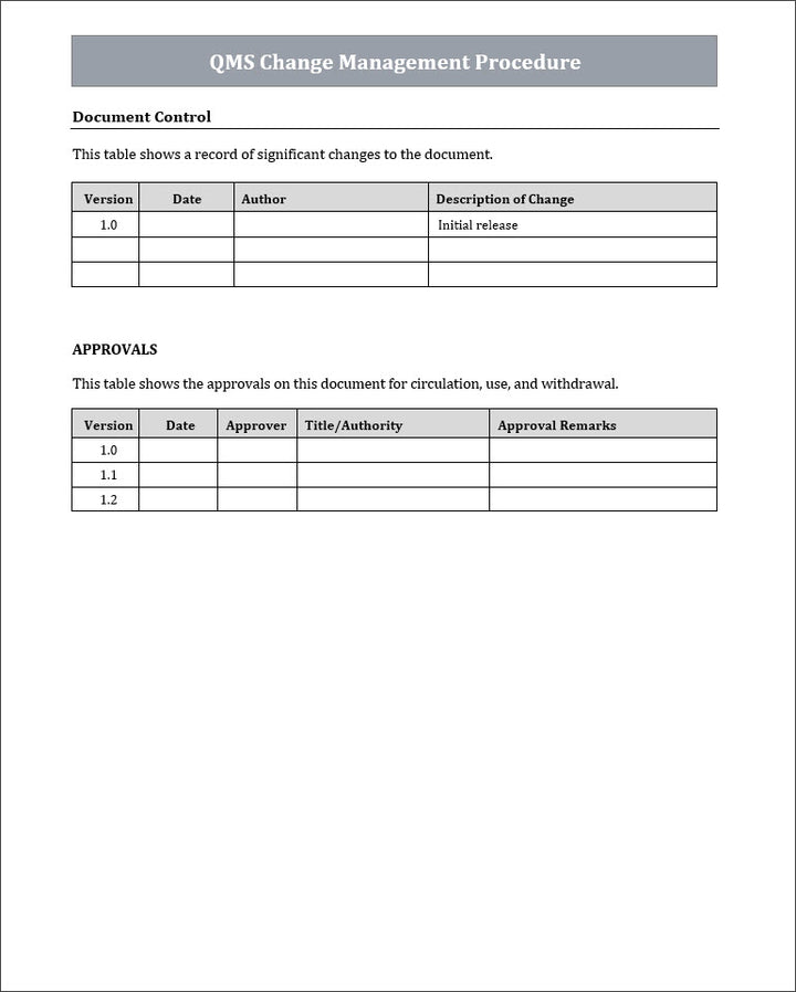 ISO 9001 QMS Change Management Procedure | ISO Management of Change