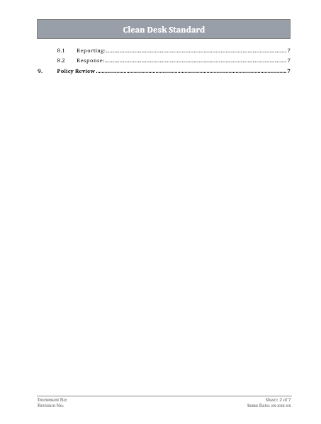 ISO 27001 - Clean Desk Standard Policy Template