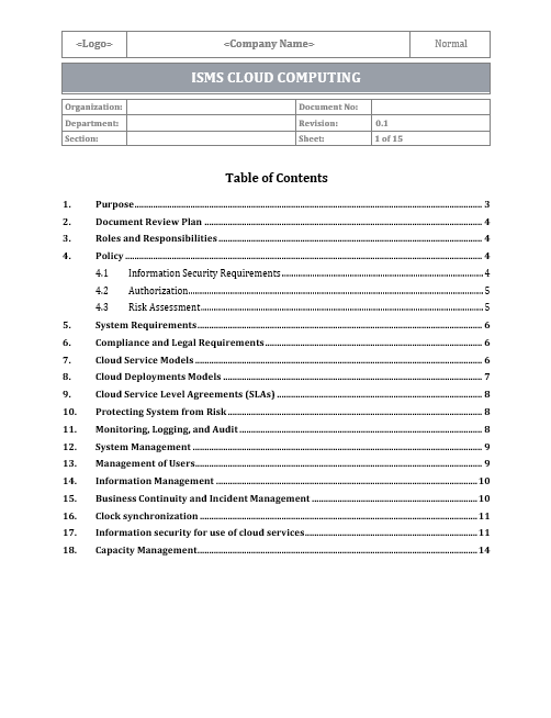 ISO 27001 Cloud Computing Template