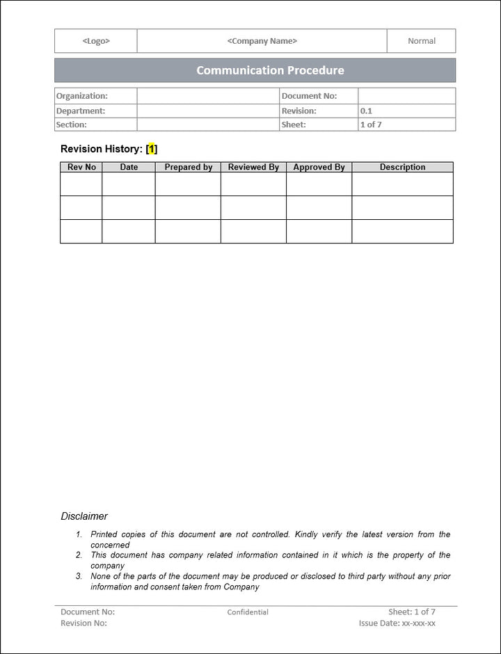 ISO 27001:2022 - Communication Procedure Template