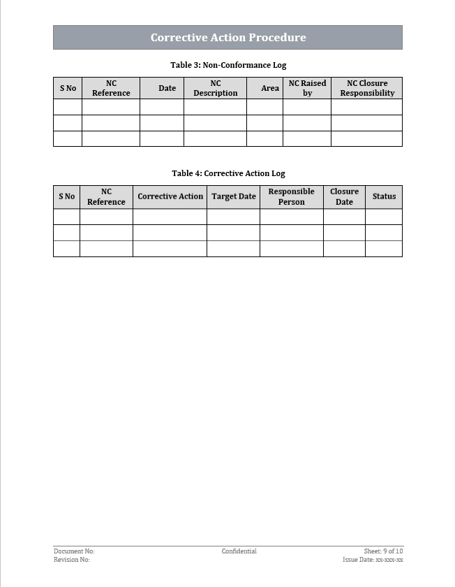 ISO 27001 - Non Conformity And Corrective Action Procedure Template