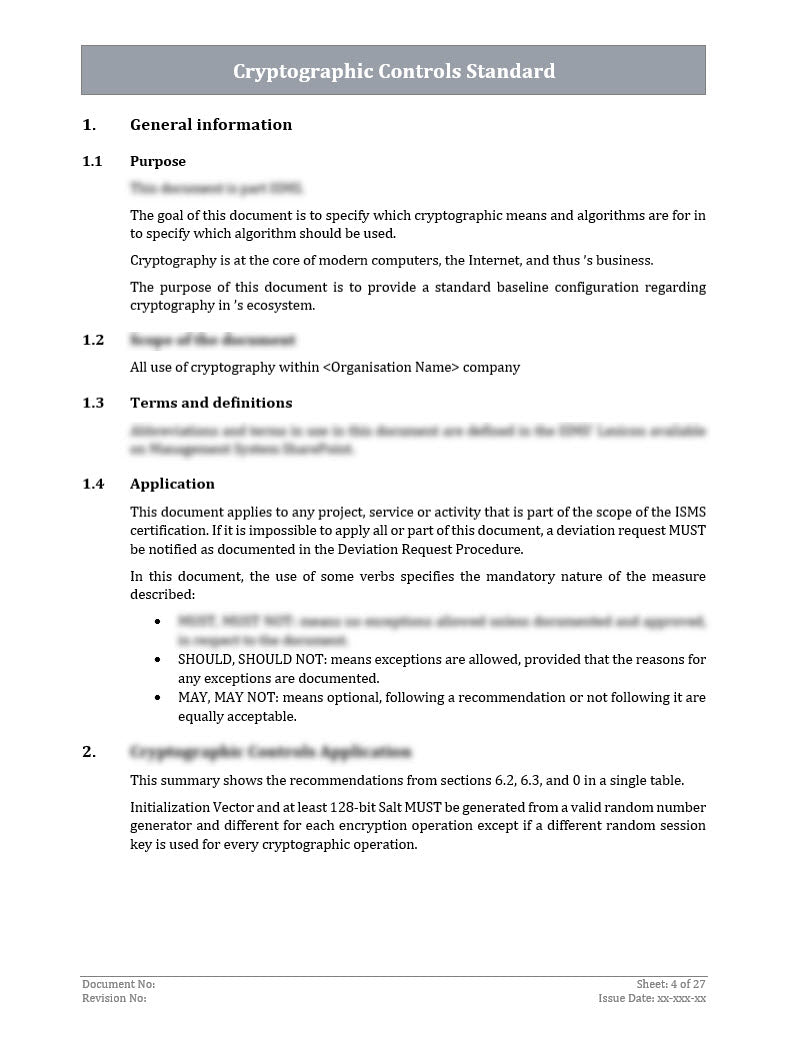 ISO 27001:2022 - Cryptographic Controls Policy Template