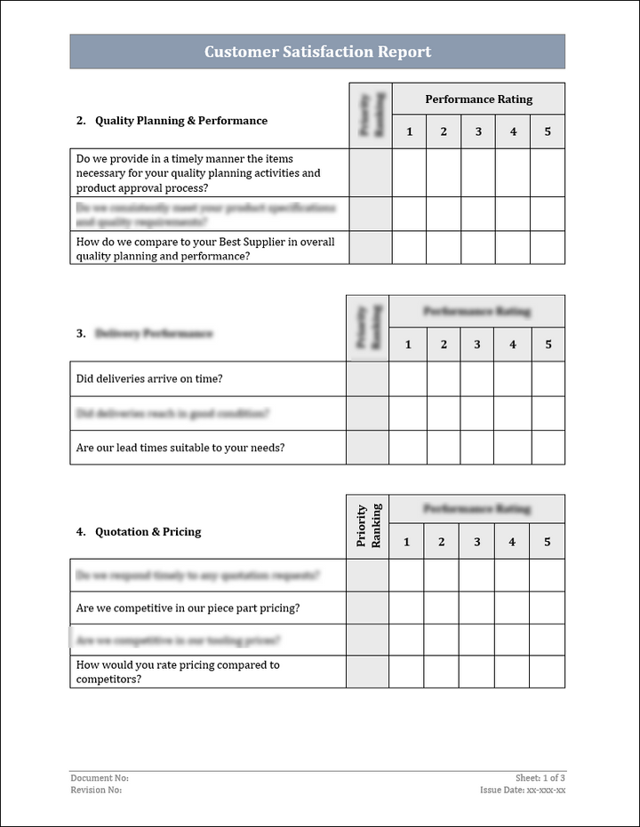 ISO 9001:QMS Customer Satisfaction Report Template