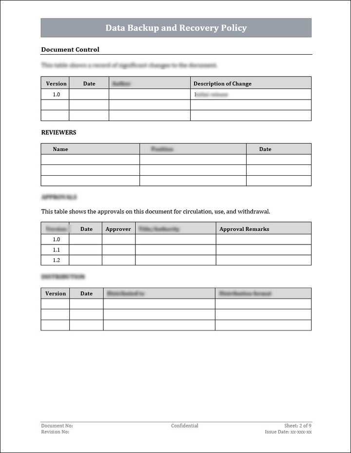 ISO 27001:2022 - Data Backup And Recovery Policy Template