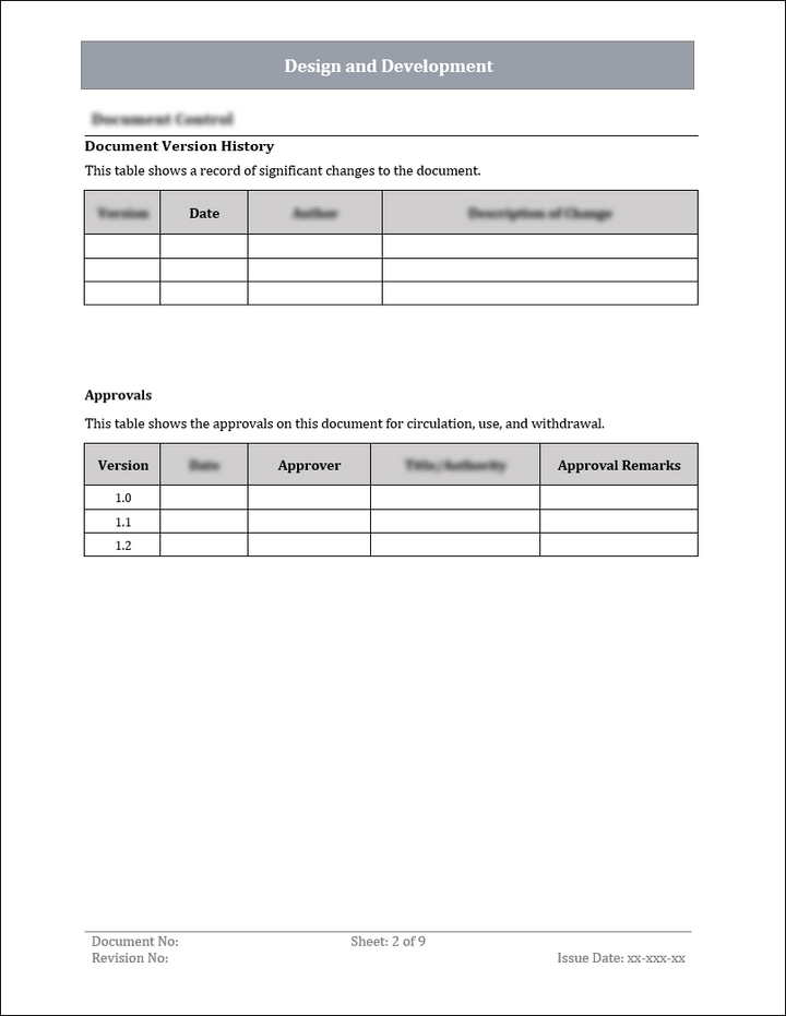 ISO 9001:QMS Design and Development Template