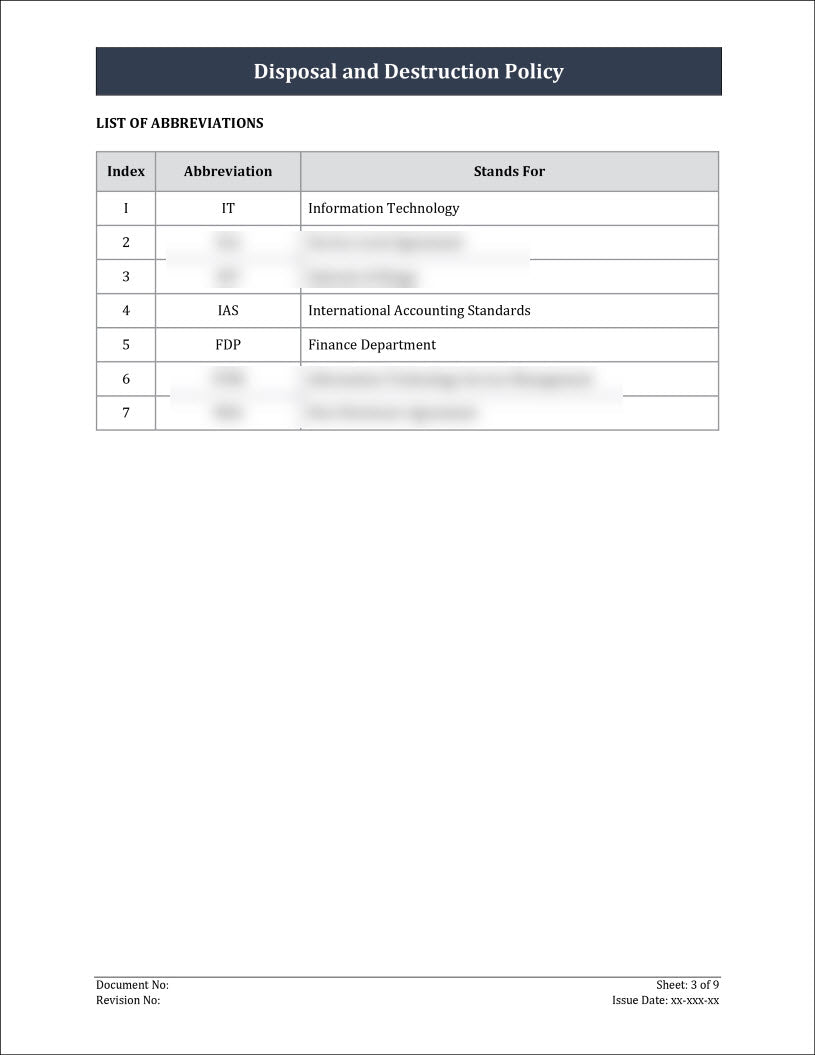 ISO 27001 Disposal And Destruction Policy