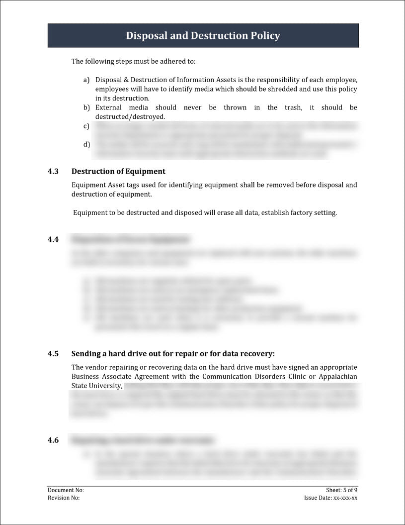 ISO 27001 Disposal And Destruction Policy