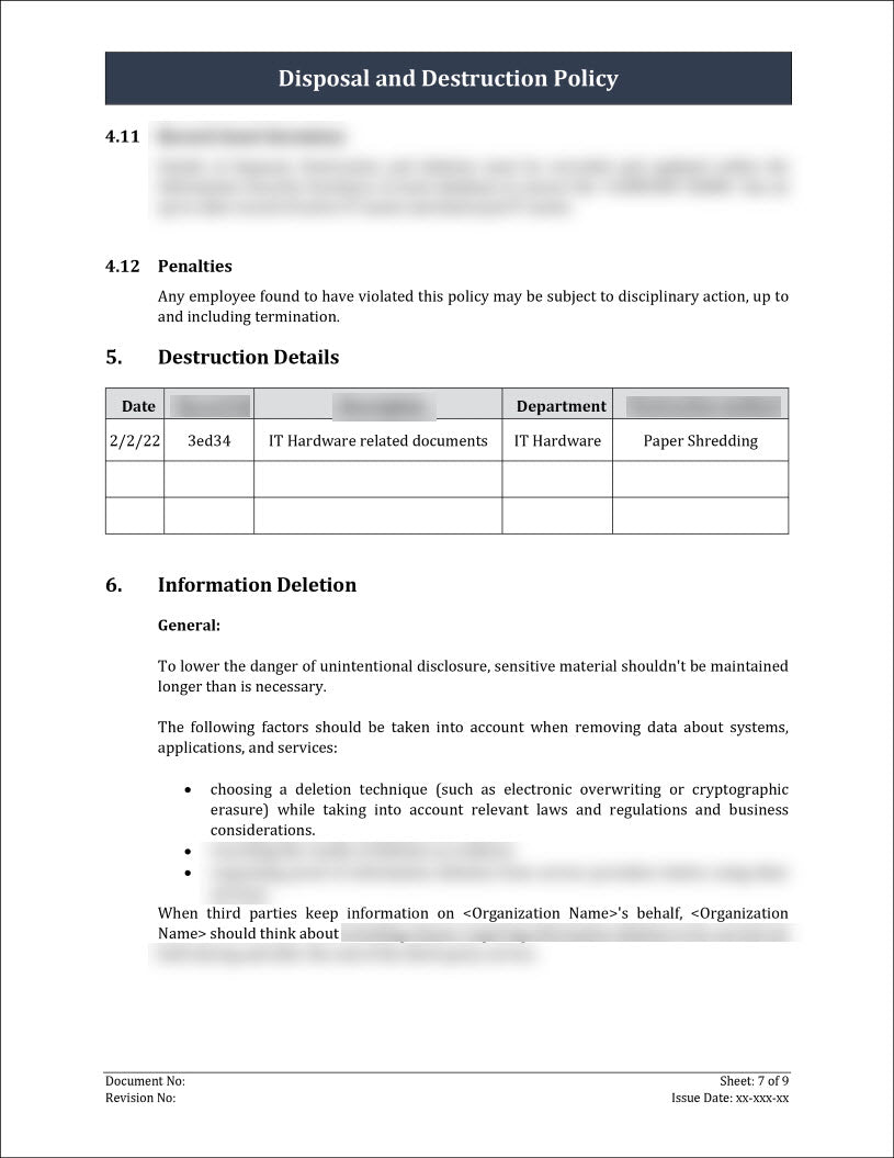 ISO 27001:2022 - Disposal And Destruction Policy Template