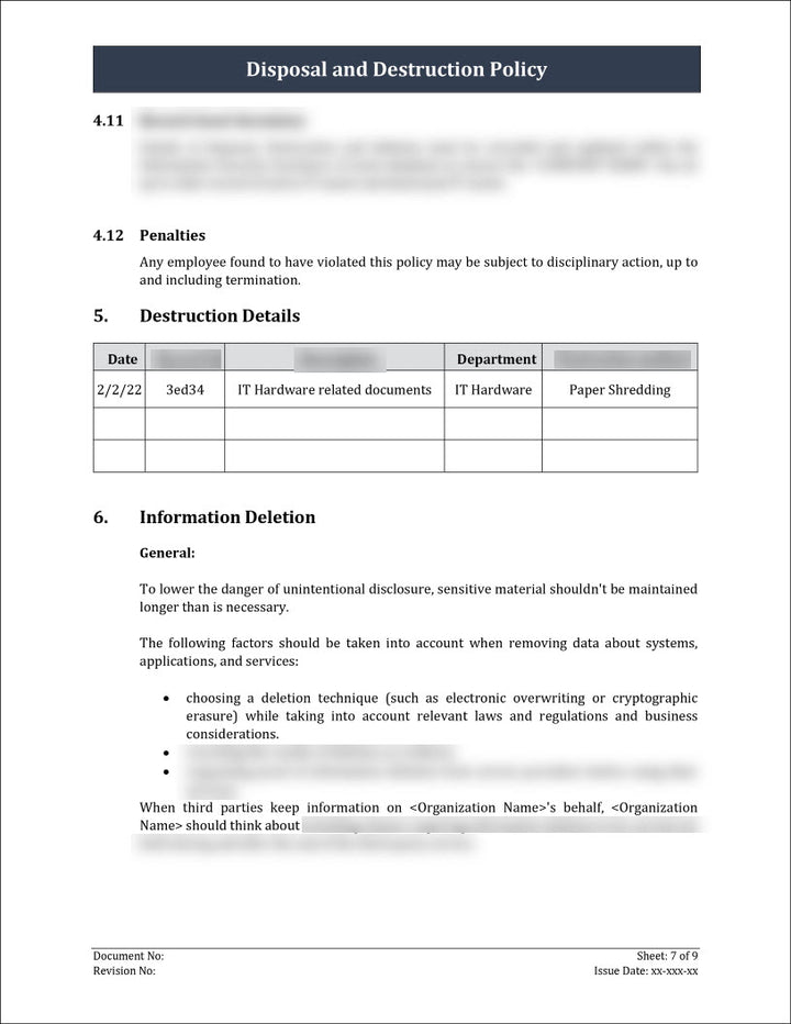 ISO 27001:2022 - Disposal And Destruction Policy Template