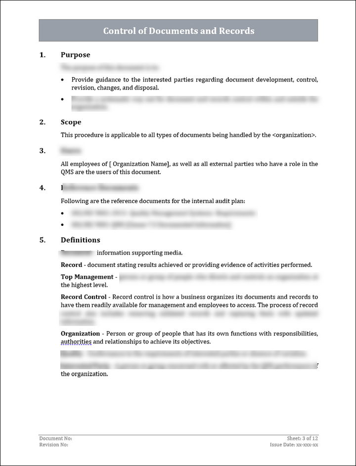 ISO 9001: QMS Document Control Procedure