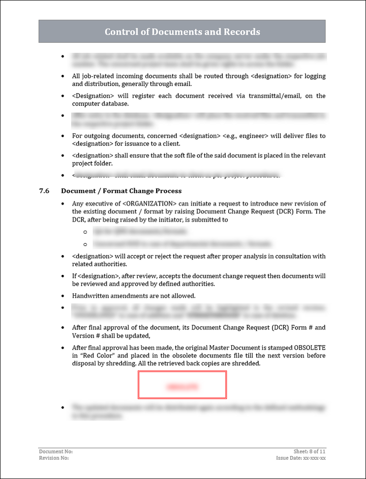 ISO 9001: QMS Document Control Procedure