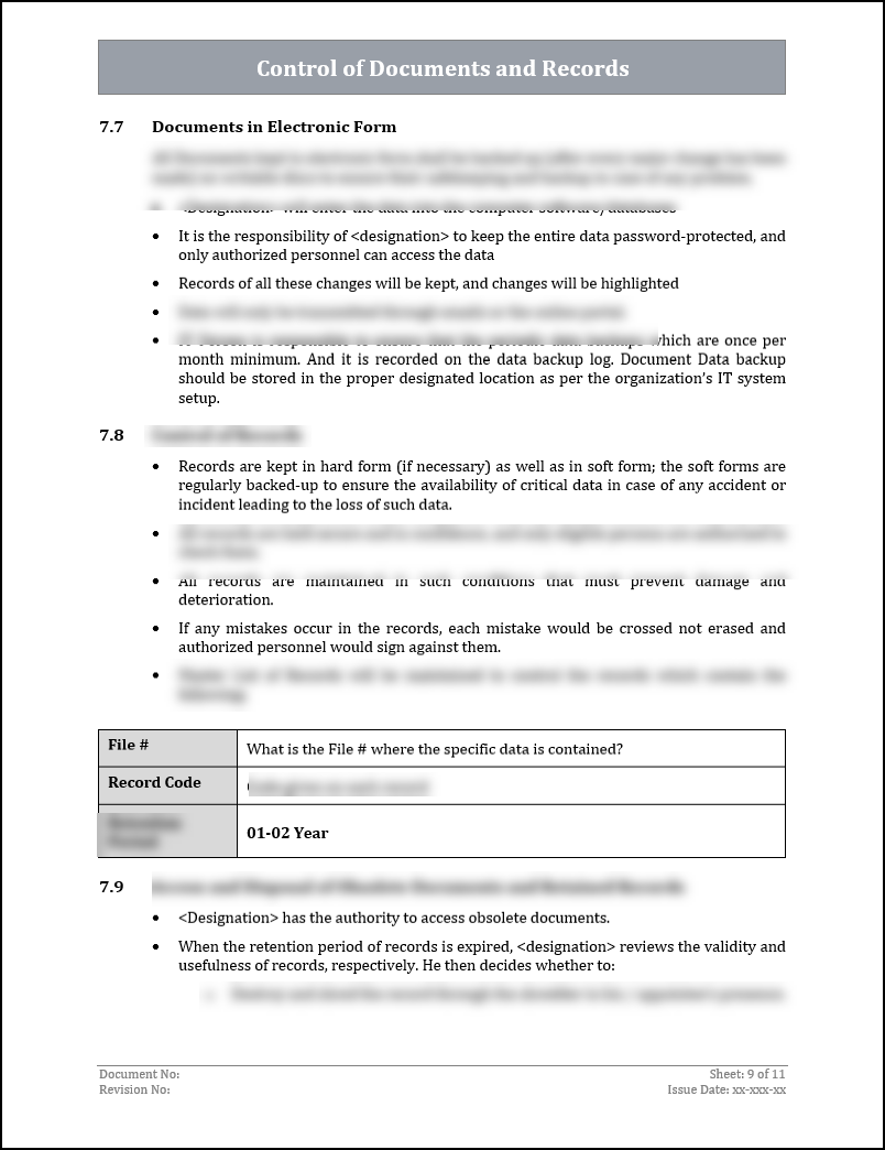 ISO 9001: QMS Document Control Procedure