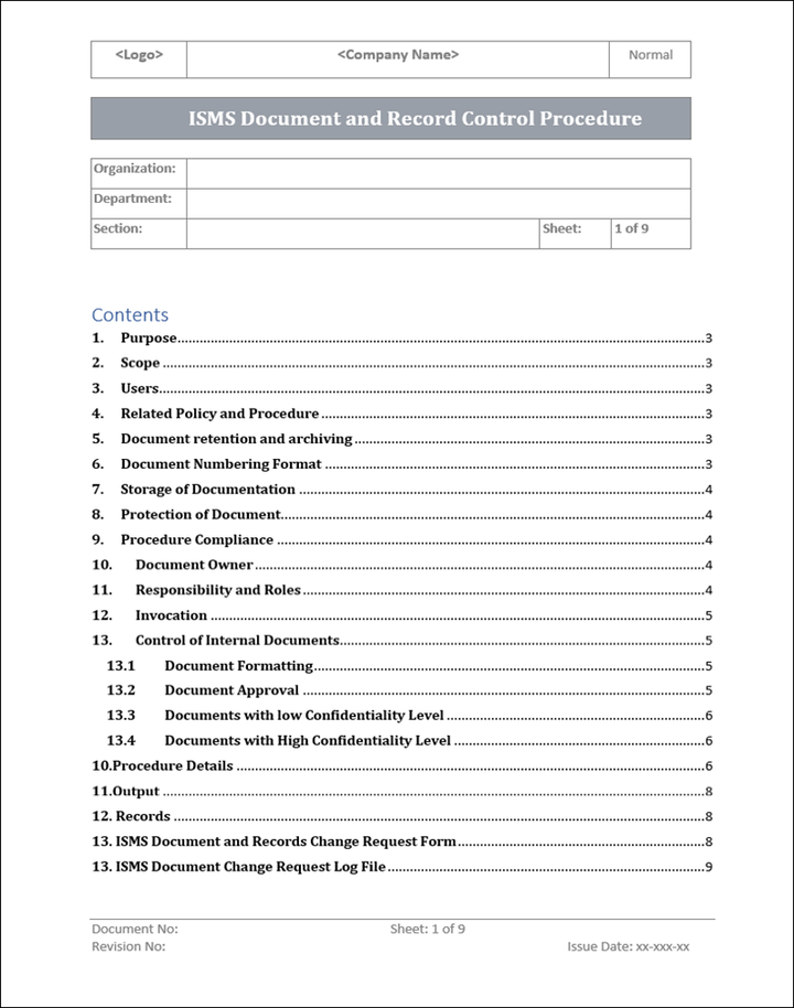 ISO 9001 Documentation Toolkit | Free Sample Template Download