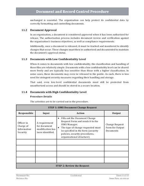 ISO 27001 Document And Record Control Procedure