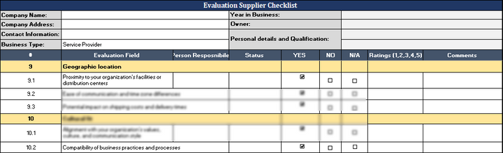 ISO 9001: Evaluation Supplier Checklist Template