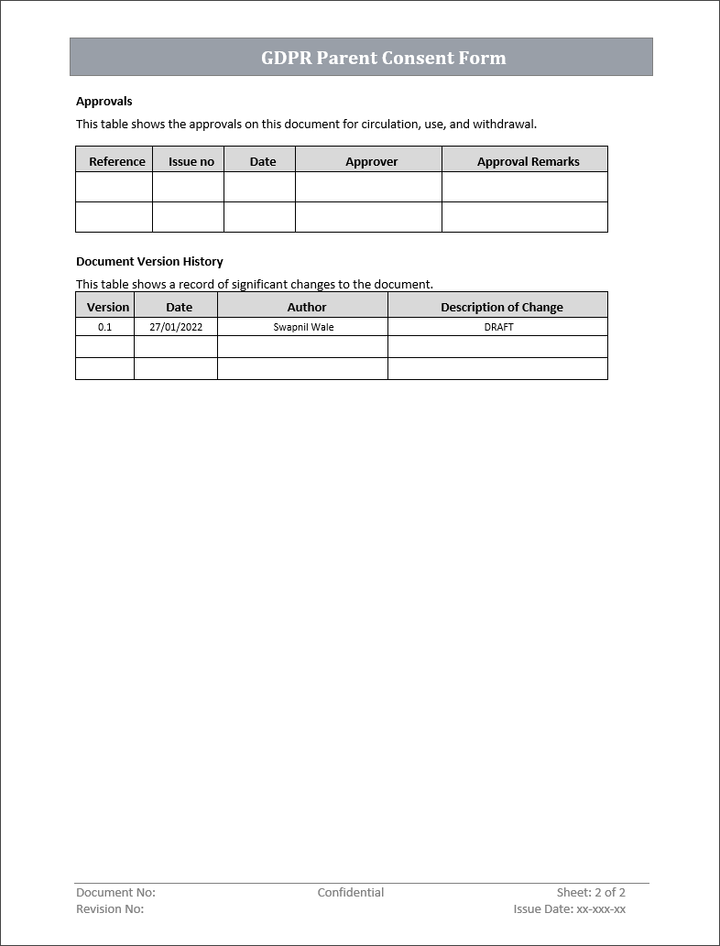 GDPR Parent Consent Form Template