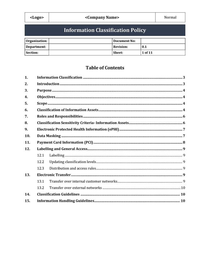 Information Classification Policy- ISO 27001