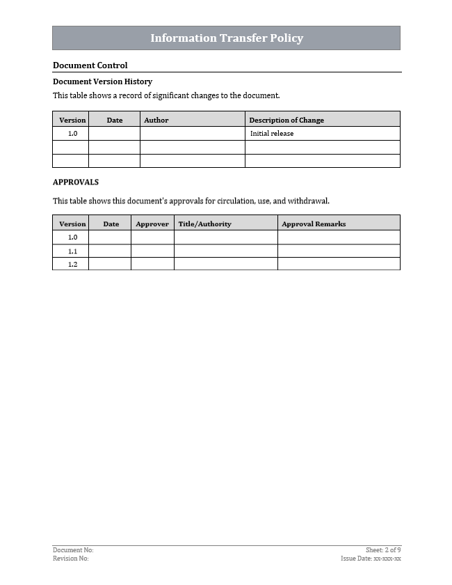 Information Transfer Policy- ISO 27001