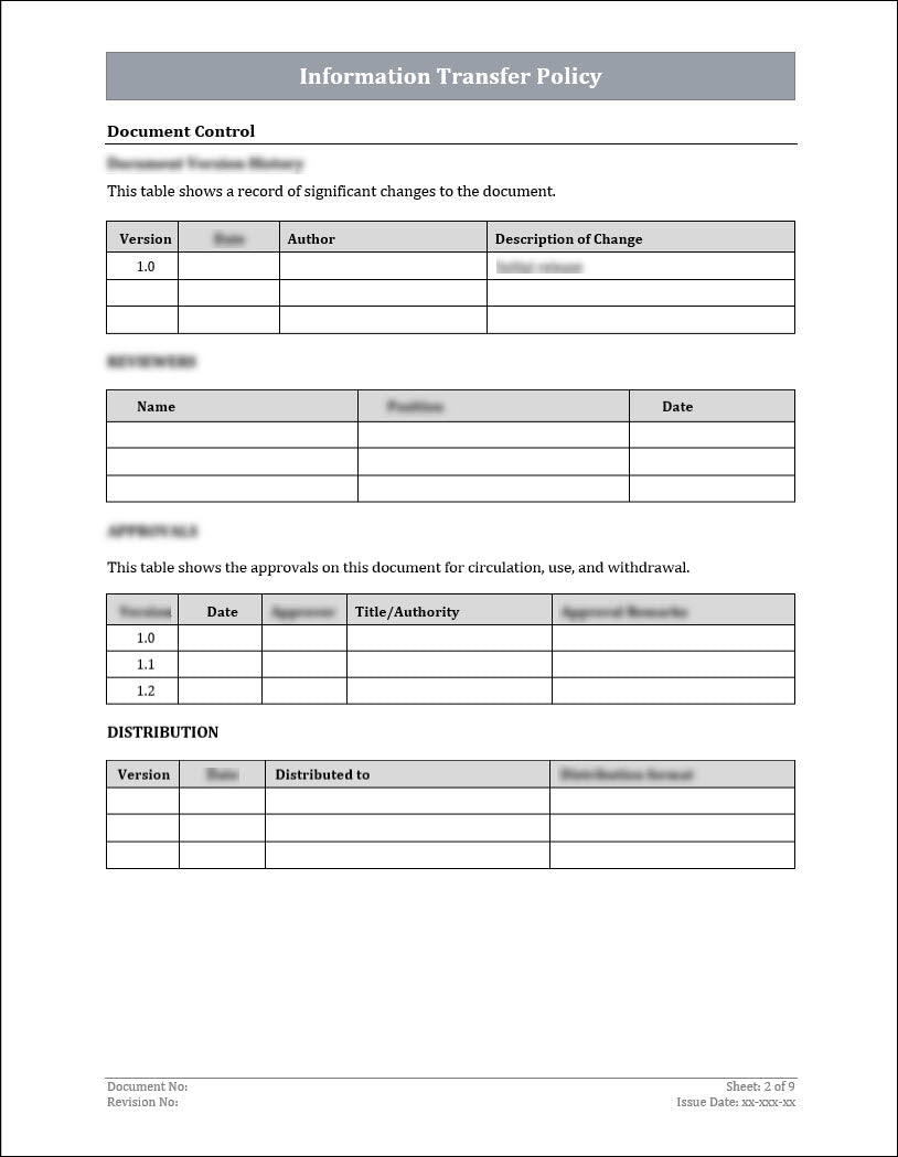 ISO 27001:2022 - Information Transfer Policy Template