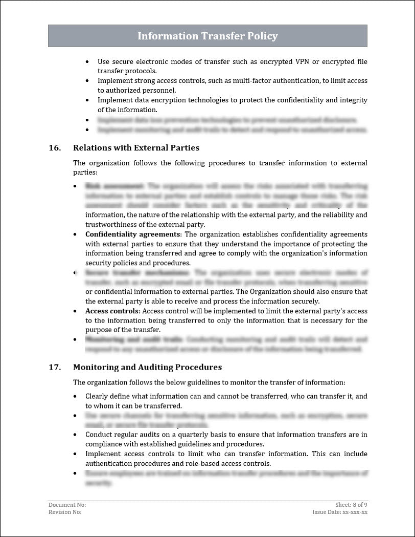 ISO 27001:2022 - Information Transfer Policy Template