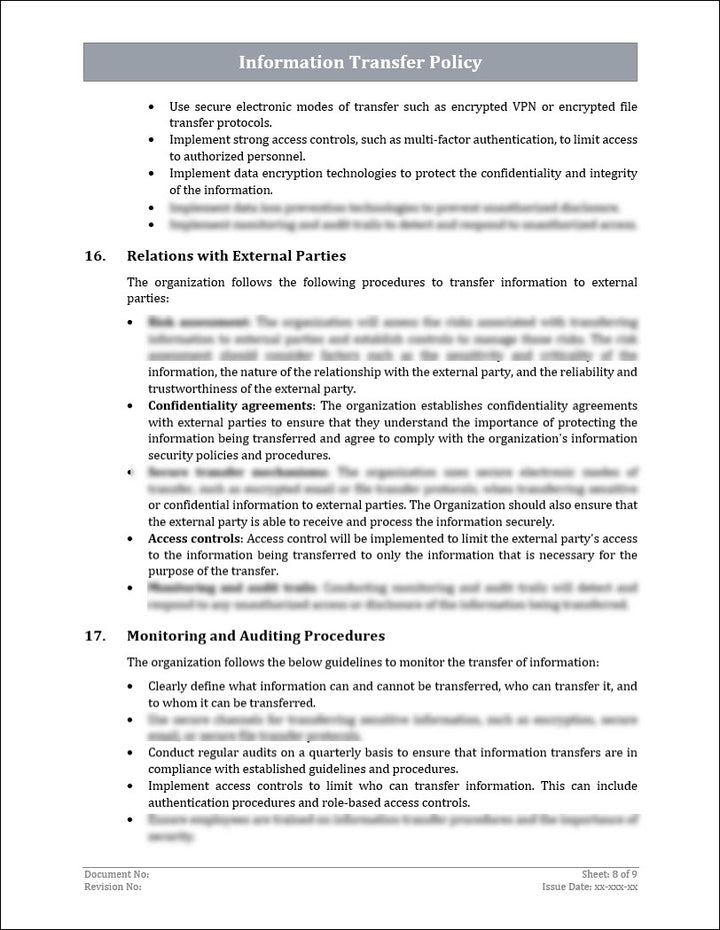 ISO 27001:2022 - Information Transfer Policy Template