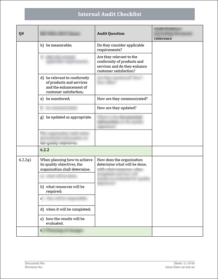 ISO 9001: QMS Internal Audit Checklist (Word)