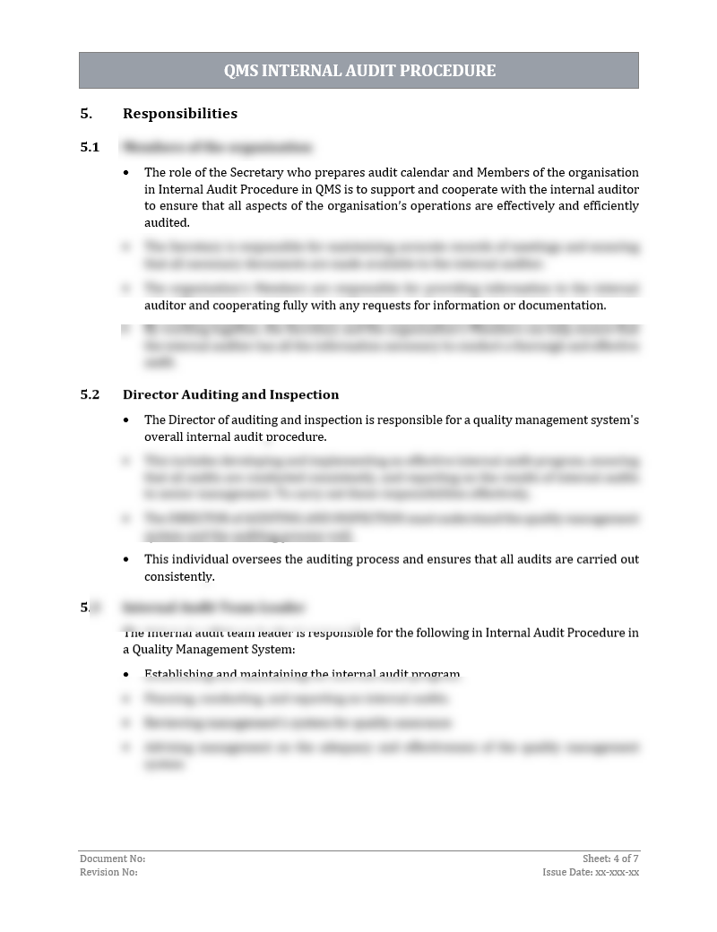 ISO 9001: QMS Internal Audit Procedure