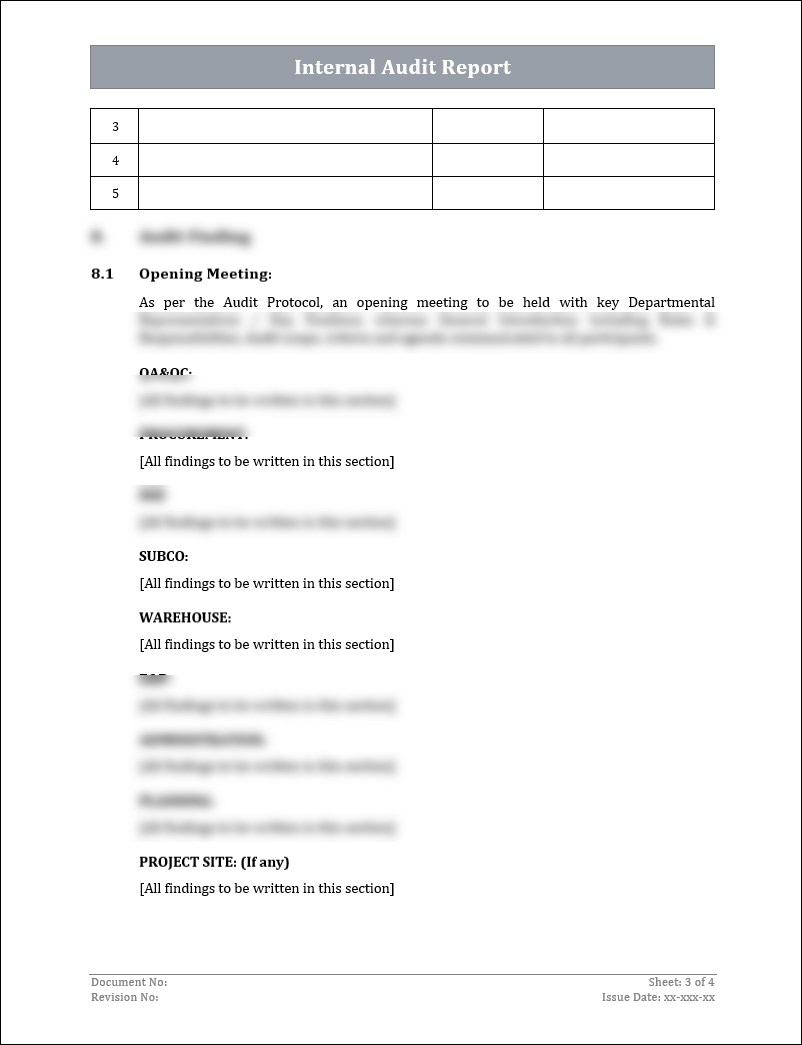 ISO 9001: QMS Internal Audit Report