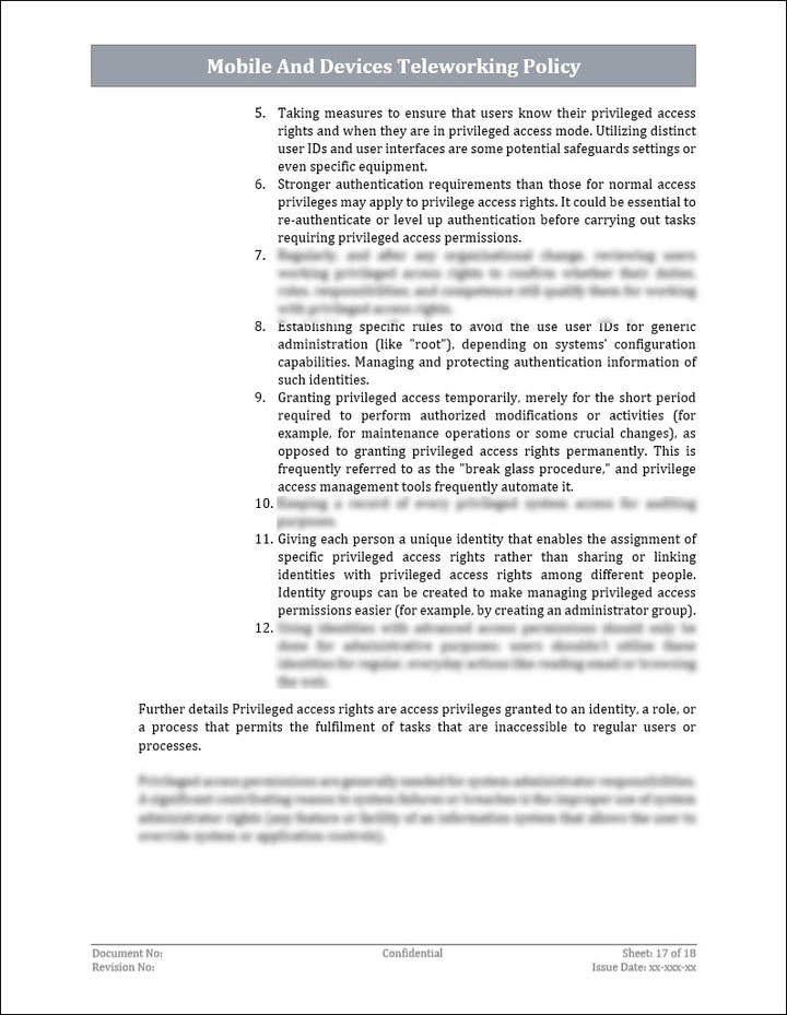 ISO 27001:2022 - Mobile And Devices Teleworking Policy Template