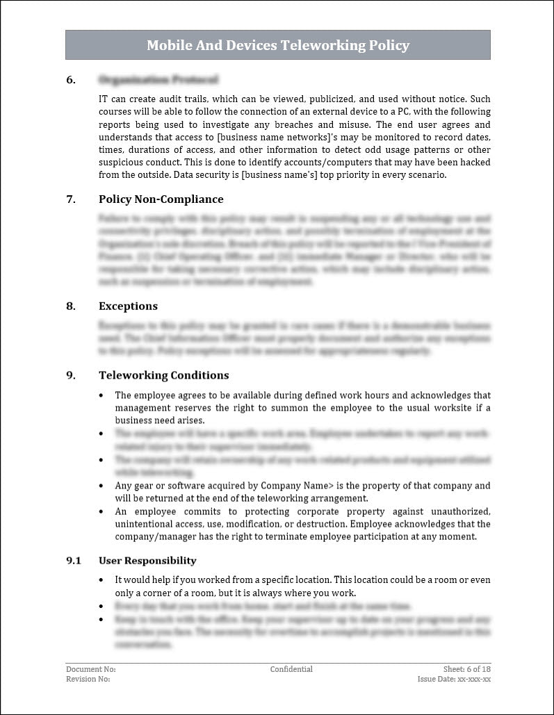 ISO 27001:2022 - Mobile And Devices Teleworking Policy Template