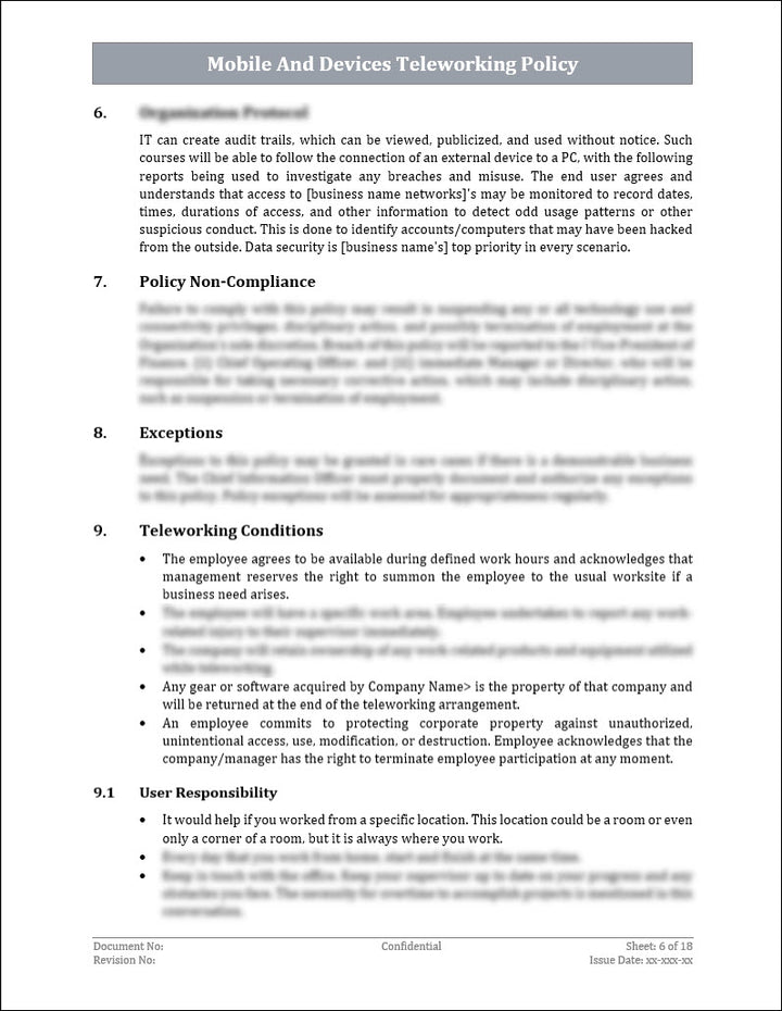 ISO 27001:2022 - Mobile And Devices Teleworking Policy Template