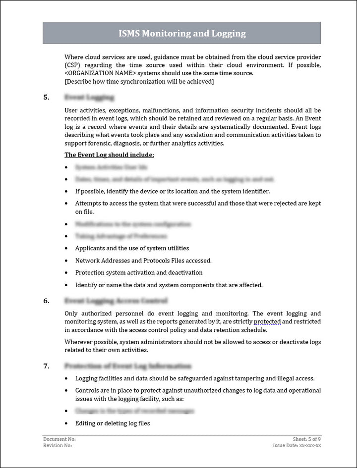 ISO 27001:2022 - Monitoring and Logging Policy Template