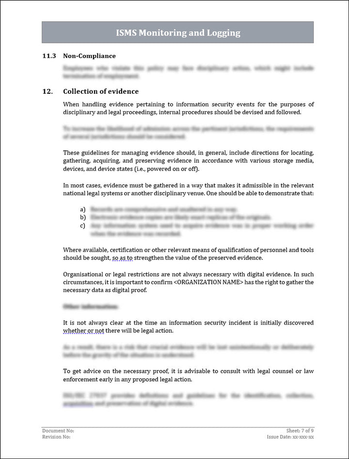 ISO 27001:2022 - Monitoring and Logging Policy Template