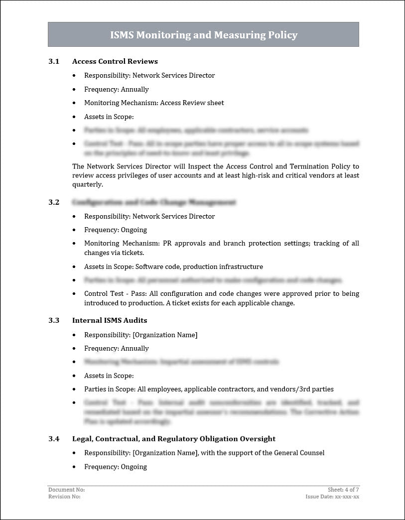  ISO 27001:2022 - Monitoring and Measuring Policy Template