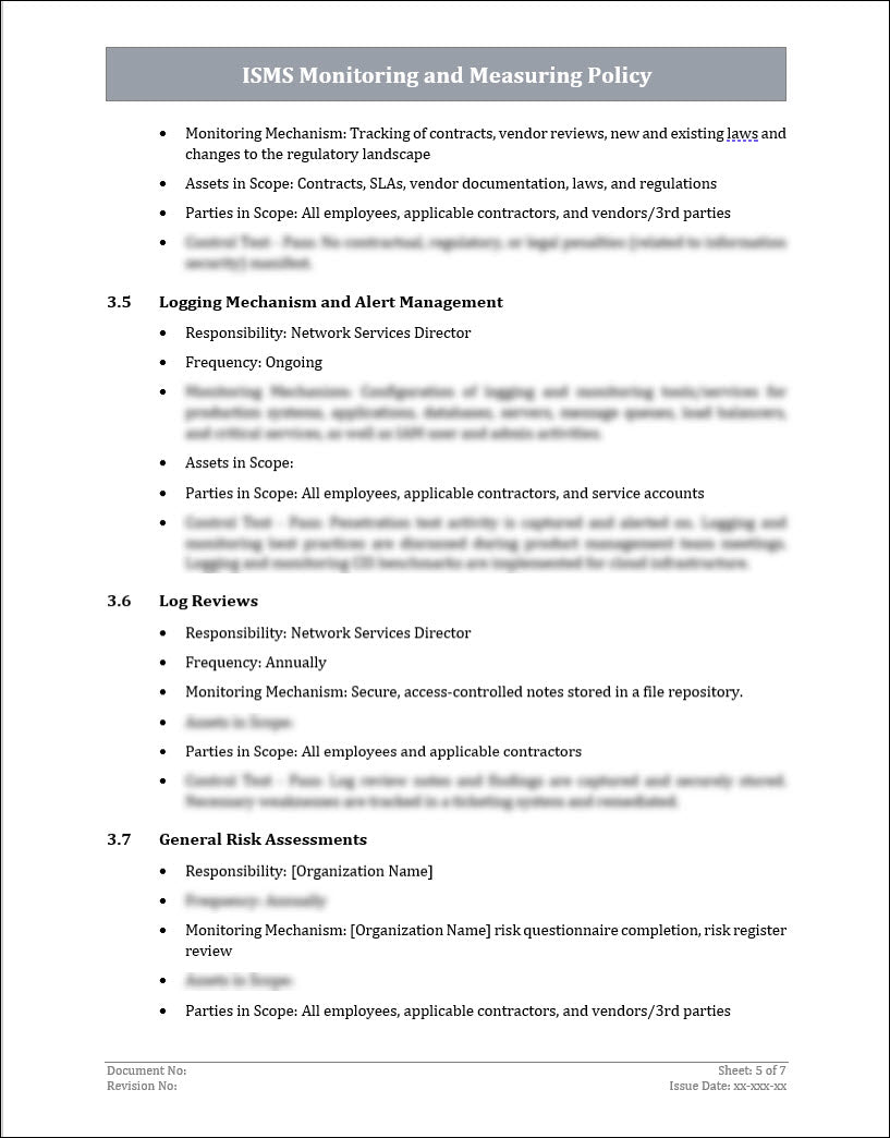  ISO 27001:2022 - Monitoring and Measuring Policy Template