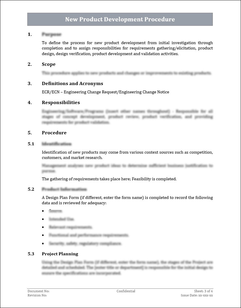 ISO 9001:QMS New Product Design and Development Procedure Template