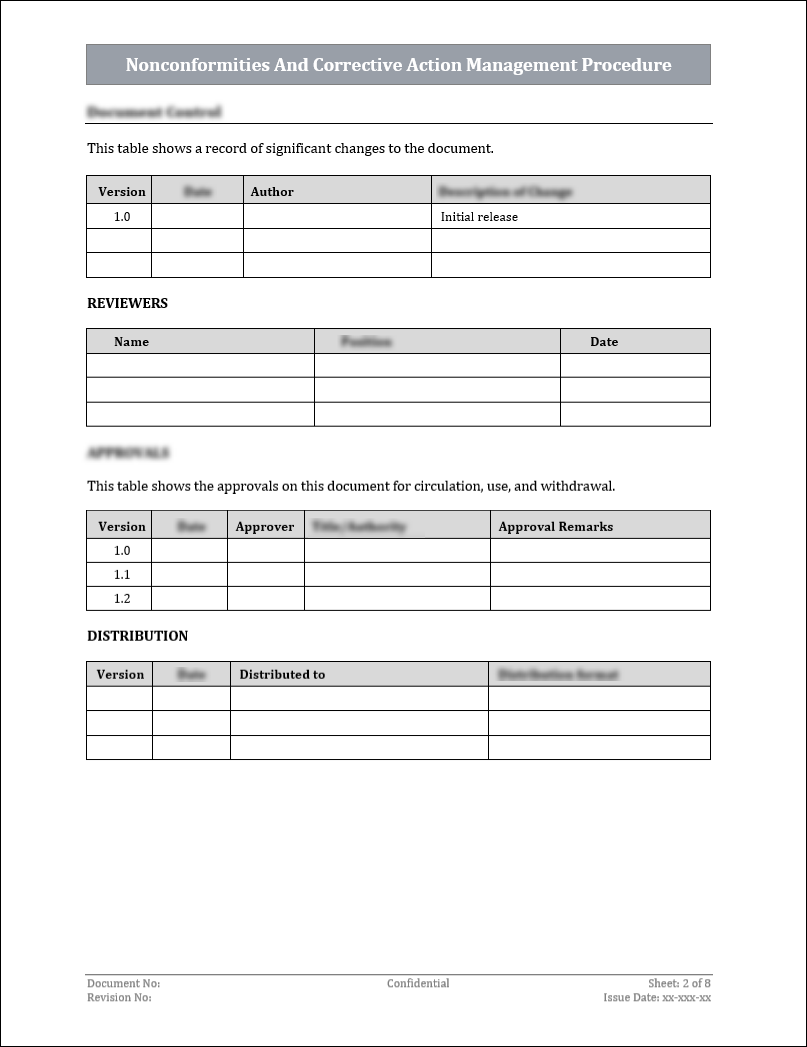 ISO 9001:QMS Nonconformities And Corrective Action Management Procedure Template